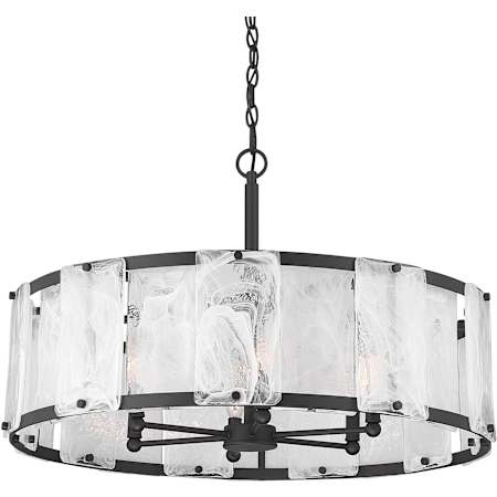 Minka Lavery Veil 6 Light 28" Wide Multi Light Pendant with White Swirl Glass Dark Matte Black