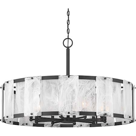 Minka Lavery Veil 10 Light 36" Wide Multi Light Pendant with White Swirl Glass Dark Matte Black