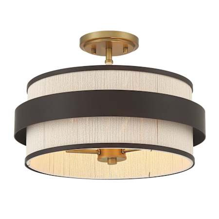 Minka Lavery Harbor Wrap 3 Light 16" Wide Semi-Flush Drum Ceiling Fixture Dark Bronze / Painted Legacy Brass