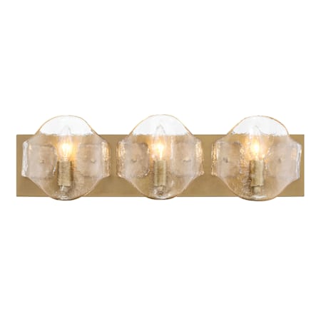 Minka Lavery Elora 3 Light 23" Wide Bathroom Vanity Light with Water Glass Shades Legacy Brass