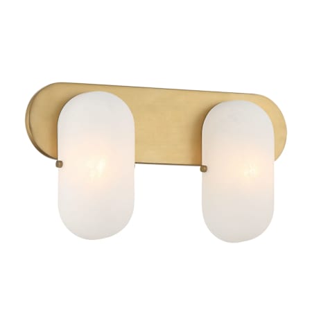 Minka Lavery Heathcote 2 Light 16" Wide Bathroom Vanity Light with Etched Glass Shades Legacy Brass