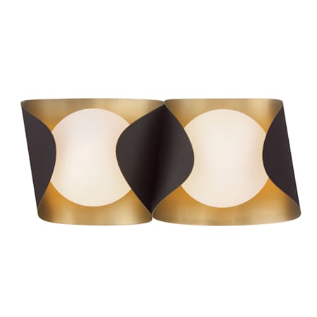 Minka Lavery Flare 2 Light 17" Wide Bathroom Vanity Light with Etched Opal Glass Shades Dark Bronze / Legacy Brass