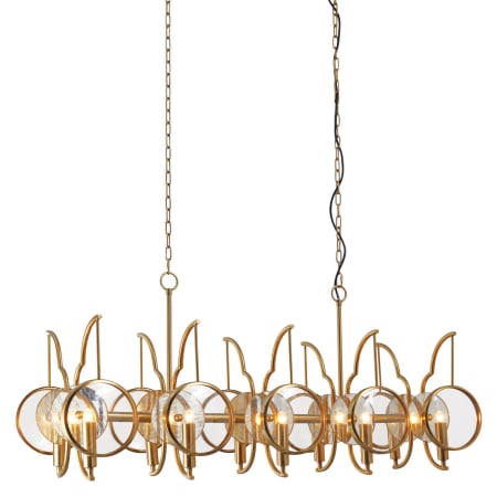 Minka Lavery Into Focus 10 Light 45" Wide Abstract Linear Chandelier Brass Antique