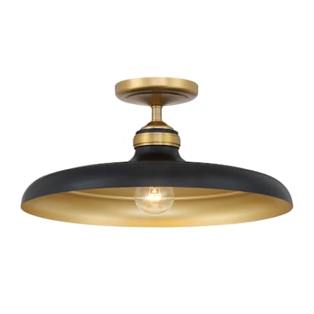 Minka Lavery Crowne 16" Wide Semi-Flush Ceiling Fixture Dark Matte Black / Legacy Brass