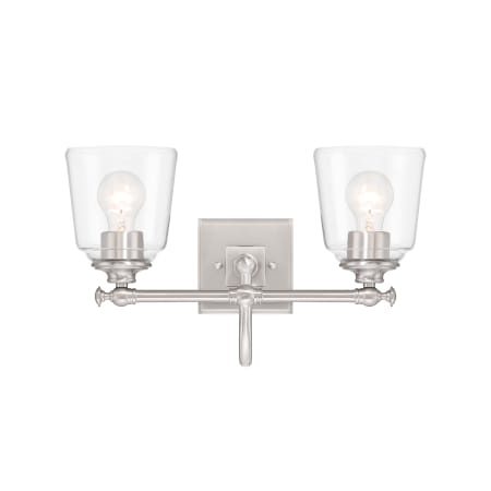 Minka Lavery Antonia 2 Light 17" Wide Vanity Light with Clear Glass Shades Brushed Nickel