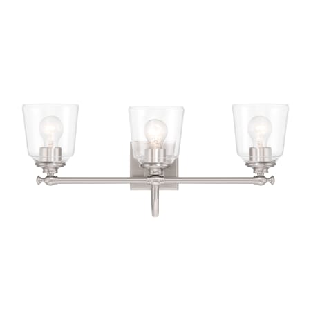 Minka Lavery Antonia 3 Light 25" Wide Vanity Light with Clear Glass Shades Brushed Nickel