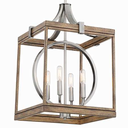 Minka Lavery Country Estates 4 Light 15" Wide Pendant Sun Faded Wood / Brushed Nickel