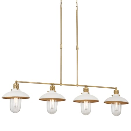 Minka Lavery Downtown Edison 44" Wide 4 Light Linear Chandelier with Clear Glass Shades White / Soft Brass