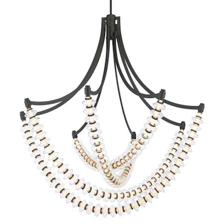 Minka Lavery Pearl 39" Wide LED Abstract Chandelier with Clear, Blown Glass Shades Dark Matte Black