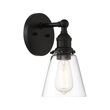 Minka Lavery Barwell 12" Tall Wall Sconce with Clear Glass Shade Coal