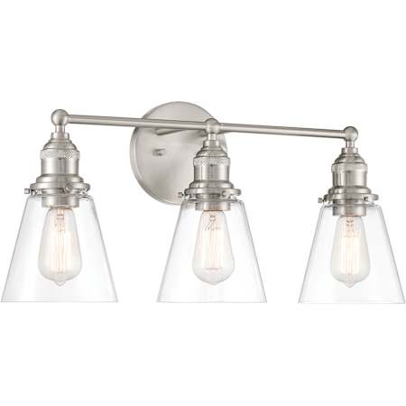 Minka Lavery Barwell 3 Light 24" Wide Vanity Light with Clear Glass Shades Brushed Nickel