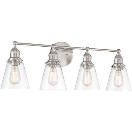 Minka Lavery Barwell 4 Light 33" Wide Vanity Light with Clear Glass Shades Brushed Nickel