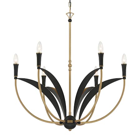 Minka Lavery Miller 6 Light 29" Wide Taper Candle Style Chandelier Legacy Brass / Sand Coal