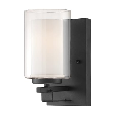 Minka Lavery Parsons Studio 9" Tall Vantage Bathroom Sconce with Clear / Etched White Glass Shades Sand Coal