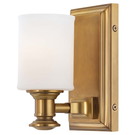 Minka Lavery Harbour Point 1 Light 8" Tall Bathroom Sconce with Etched Opal Glass Liberty Gold
