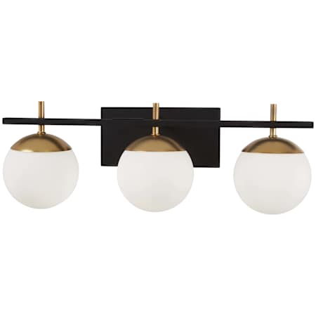Minka Lighting Alluria 3 Light 24" Wide Bathroom Vanity Light with Etched Opal Glass Shades Weathered Black / Autumn Gold