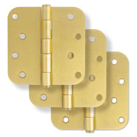 Miseno 4 x 4 Plain Bearing 5/8" Radius Corner Door Hinge - Pack of 3 Champagne Brass
