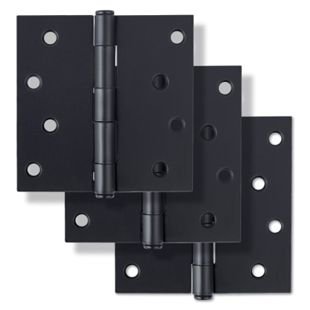 Miseno 4 x 4 Plain Bearing Square Corner Door Hinge - Pack of 2 Matte Black