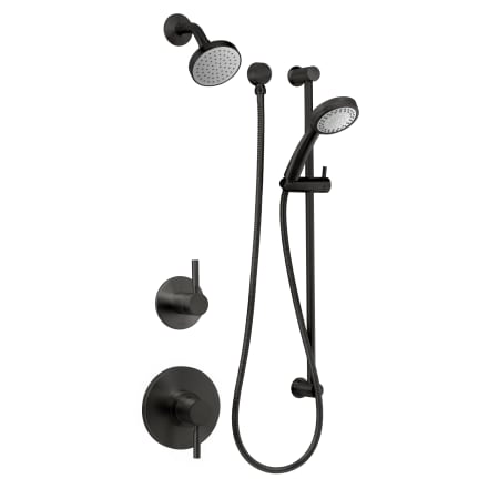 Miseno Mia Pressure Balanced Shower System with 1.8 GPM Rain Shower Head, Hand Shower, Slide Bar, and Standard Shower Arm - Rough-In Valves Included Flat Black