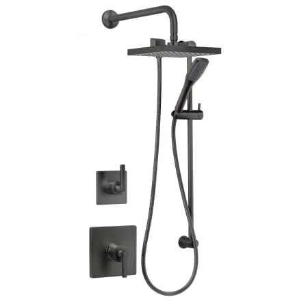 Miseno Elysa Pressure Balanced Shower System with 1.8 GPM Rain Shower Head, Hand Shower, Slide Bar, and Wall Mounted Rain Shower Arm Flat Black