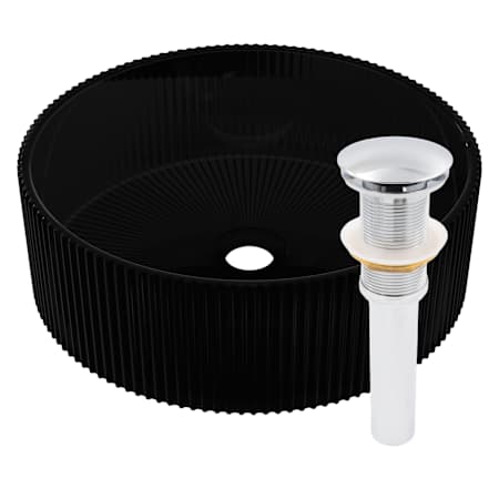 Miseno Fesso 15-1/2" Circular Glass Vessel Bathroom Sink and Pop-Up Drain Assembly Grey / Chrome Drain