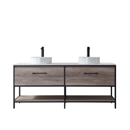 Miseno Murcia 72" Free Standing Double Basin Vanity Set with Cabinet and Stone Composite Vanity Top Mexican Oak