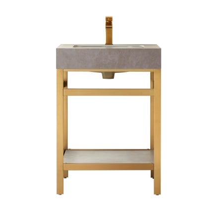Miseno Funes 24" Free Standing Single Basin Vanity Set with Cabinet and Stone Vanity Top Brushed Gold / Gray
