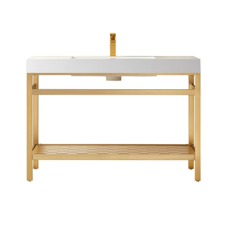 Miseno Ablitas 48" Free Standing Single Basin Vanity Set with Cabinet and Stone Composite Vanity Top Brushed Gold / White