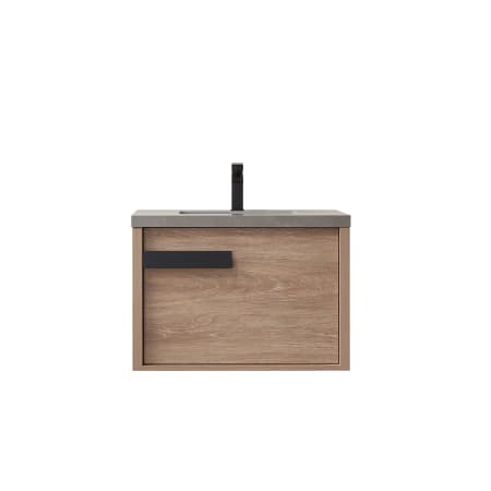 Miseno Carcastillo 30" Wall Mounted Single Basin Vanity Set with Cabinet and Stone Vanity Top North American Oak