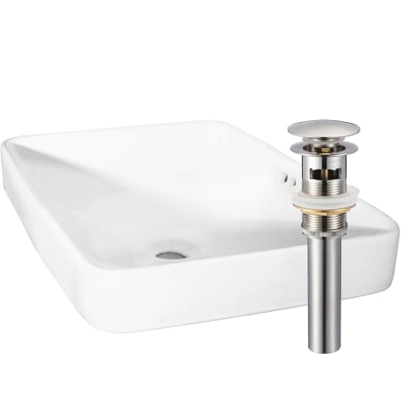 Miseno 23" Rectangular Porcelain Drop In Bathroom Sink with Overflow and Pop-Up Drain Assembly White / Brushed Nickel Drain