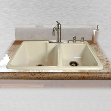 Miseno 33" Double Basin Drop In Cast Iron Kitchen Sink Biscuit
