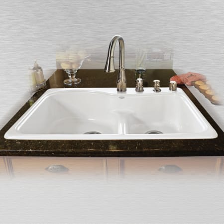 Miseno 33" Double Basin Drop In Cast Iron Kitchen Sink White