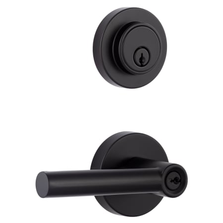 Miseno Elkton Single Cylinder Keyed Entry Door Lever Set and Deadbolt Combo with Round Rose Matte Black
