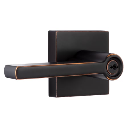 Miseno Lorton Flat Bar Single Cylinder Keyed Entry Door Lever Set Oil Rubbed Bronze