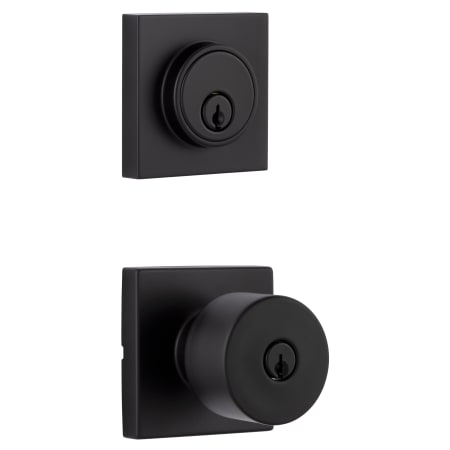 Miseno Quattro Single Cylinder Keyed Entry Door Knob Set and Lorton Deadbolt Combo with Square Rose Matte Black