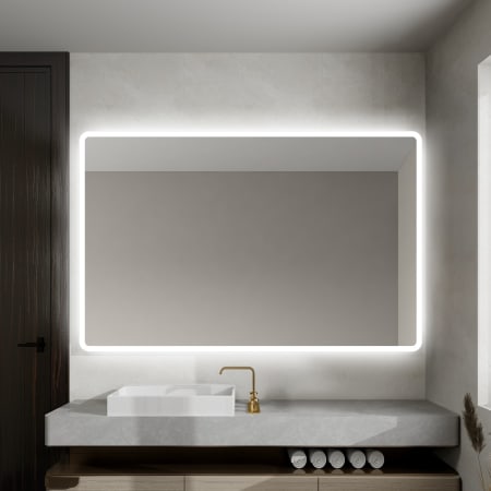 Miseno 56" x 36" Modern Rectangular Frameless Bathroom Wall Mirror with LED Lighting N/A