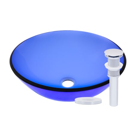 Miseno Circular 16-1/2" Tempered Glass Vessel Bathroom Sink with Drain Included Polished Chrome Drain