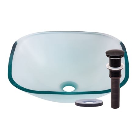 Miseno Square 16-1/2" Tempered Glass Vessel Bathroom Sink Oil Rubbed Bronze Drain