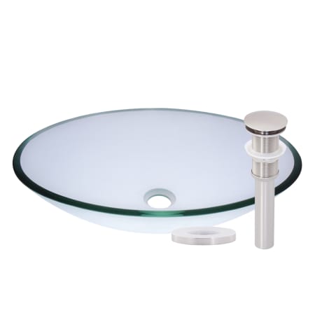 Miseno Oval 20" Tempered Glass Vessel Bathroom Sink Brushed Nickel Drain