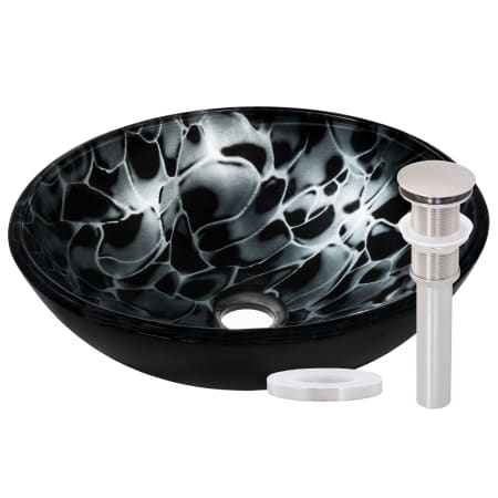 Miseno Circular 16-1/2" Tempered Glass Vessel Bathroom Sink Brushed Nickel Drain