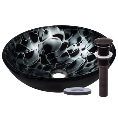 Miseno Circular 16-1/2" Tempered Glass Vessel Bathroom Sink Oil Rubbed Bronze Drain