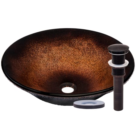 Miseno Circular 17-1/2" Tempered Glass Vessel Bathroom Sink Oil Rubbed Bronze Drain
