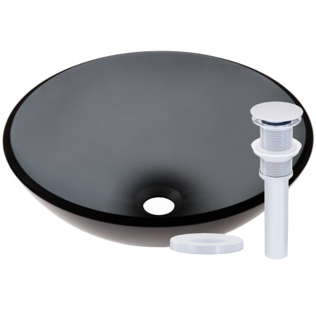 Miseno Circular 16-1/2" Tempered Glass Vessel Bathroom Sink Polished Chrome Drain