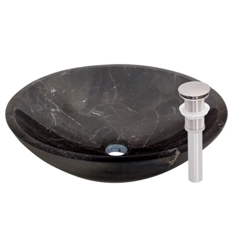 Miseno Circular 17" Marble Vessel Bathroom Sink Brushed Nickel Drain
