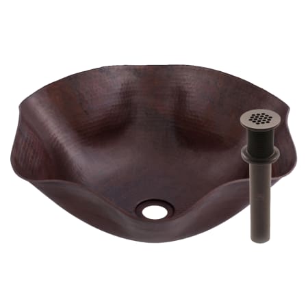 Miseno Antique Scalloped 16" Hammered Copper Vessel Bathroom Sink Oil Rubbed Bronze Drain