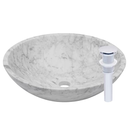 Miseno Circular 17" Carrera Marble Vessel Bathroom Sink Polished Chrome Drain