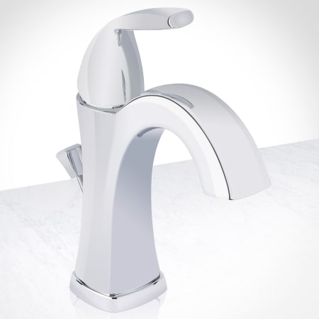 Miseno Elysa-V Single Hole Bathroom Faucet - Includes Brass Pop-Up Drain Assembly and Optional Deck Plate Polished Chrome