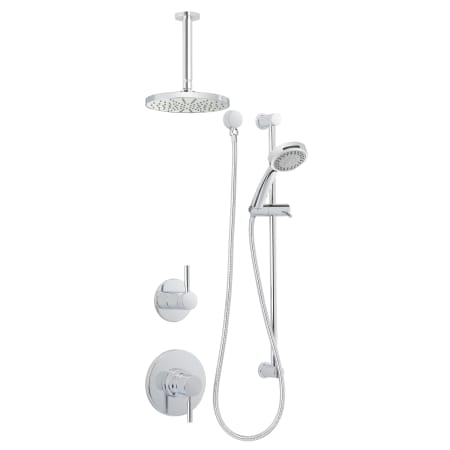 Miseno Mia Pressure Balanced Shower System with 2.0 GPM Rain Shower Head, Hand Shower, Slide Bar, and Ceiling Mounted Shower Arm - Rough-In Valves Included Polished Chrome