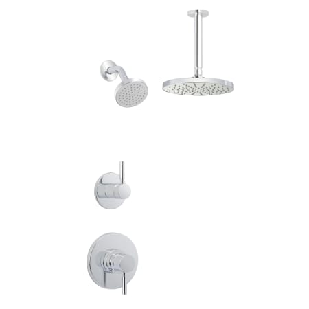 Miseno Mia Pressure Balanced Shower System with 1.8 GPM Rain Shower Heads, Ceiling Mounted and Standard Shower Arms - Rough-In Valves Included Polished Chrome