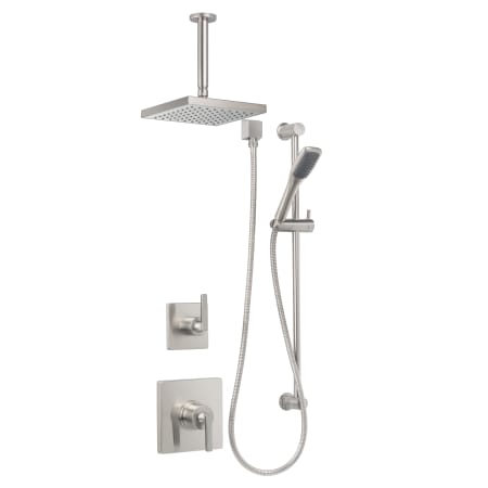 Miseno Elysa Pressure Balanced Shower System with 2.0 GPM Rain Shower Head, Hand Shower, Slide Bar, and Ceiling Mounted Shower Arm - Rough-In Valves Included Brushed Nickel